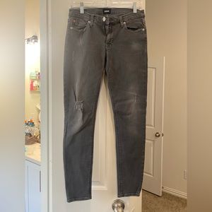 Hudson Krista Super Skinny Ankle Grey Wash Distressed Skinny Jeans Sz 27